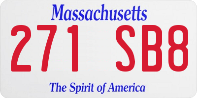 MA license plate 271SB8