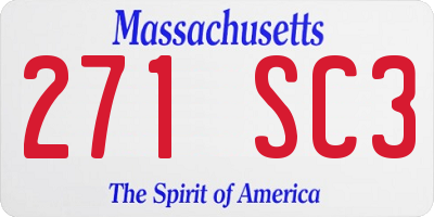 MA license plate 271SC3