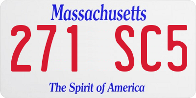 MA license plate 271SC5