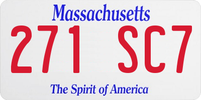 MA license plate 271SC7