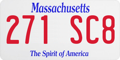MA license plate 271SC8