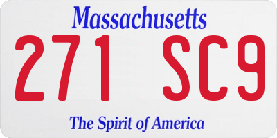 MA license plate 271SC9