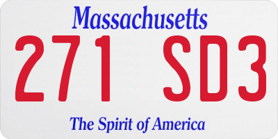 MA license plate 271SD3