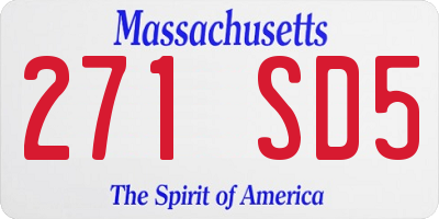 MA license plate 271SD5