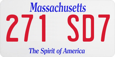 MA license plate 271SD7