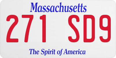 MA license plate 271SD9
