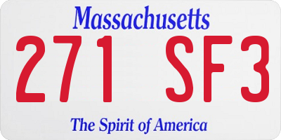 MA license plate 271SF3