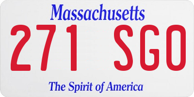 MA license plate 271SG0