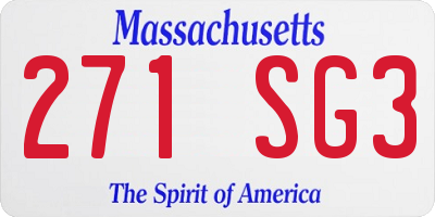 MA license plate 271SG3