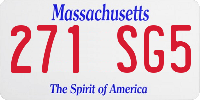 MA license plate 271SG5