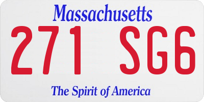 MA license plate 271SG6