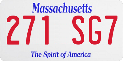 MA license plate 271SG7