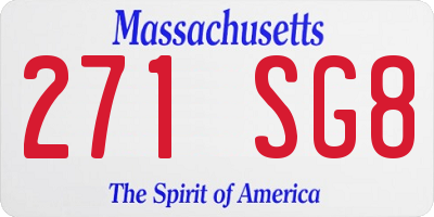 MA license plate 271SG8