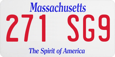 MA license plate 271SG9