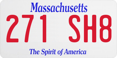 MA license plate 271SH8
