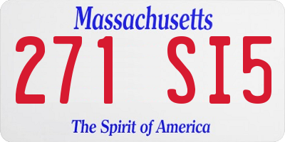 MA license plate 271SI5