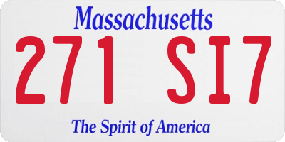 MA license plate 271SI7