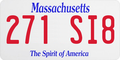 MA license plate 271SI8
