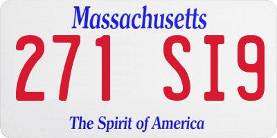 MA license plate 271SI9