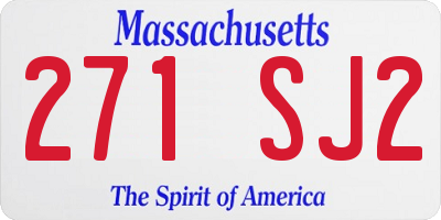 MA license plate 271SJ2