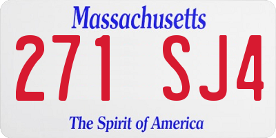 MA license plate 271SJ4