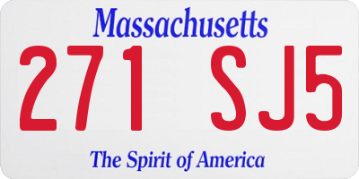 MA license plate 271SJ5