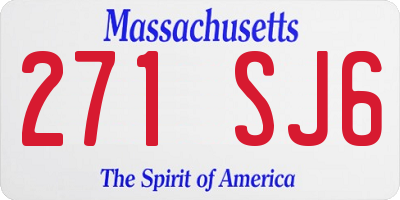MA license plate 271SJ6