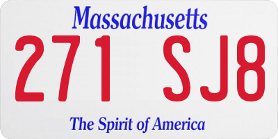 MA license plate 271SJ8
