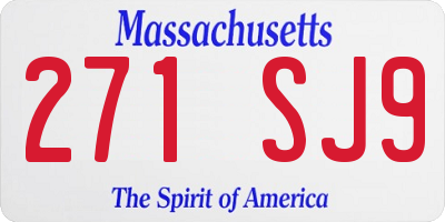 MA license plate 271SJ9