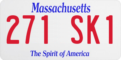 MA license plate 271SK1