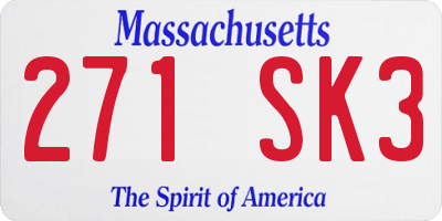 MA license plate 271SK3
