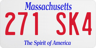 MA license plate 271SK4