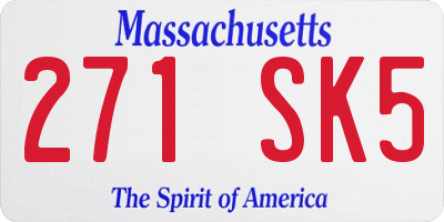 MA license plate 271SK5