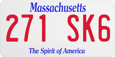 MA license plate 271SK6