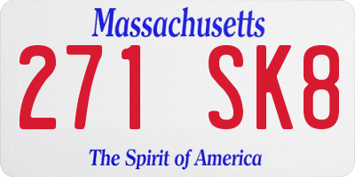 MA license plate 271SK8