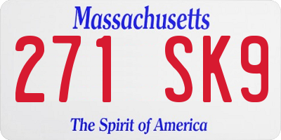 MA license plate 271SK9
