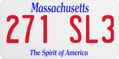 MA license plate 271SL3