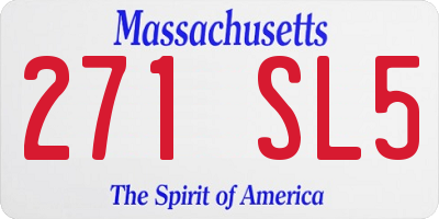 MA license plate 271SL5