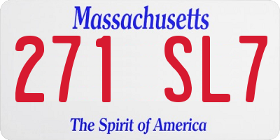MA license plate 271SL7