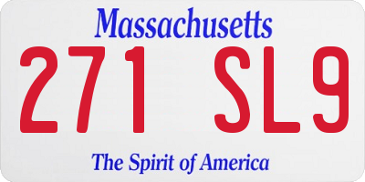 MA license plate 271SL9