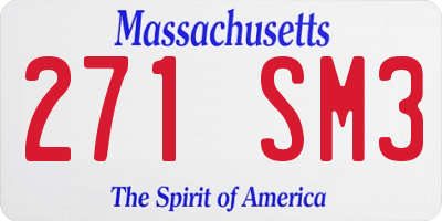 MA license plate 271SM3