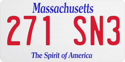 MA license plate 271SN3