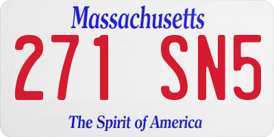 MA license plate 271SN5