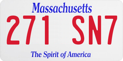 MA license plate 271SN7
