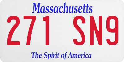 MA license plate 271SN9