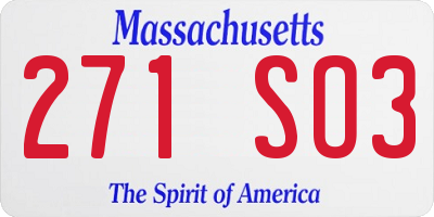 MA license plate 271SO3