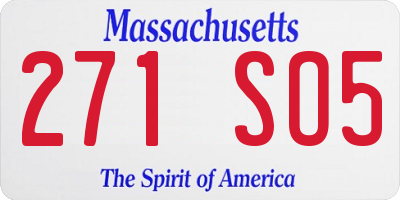 MA license plate 271SO5