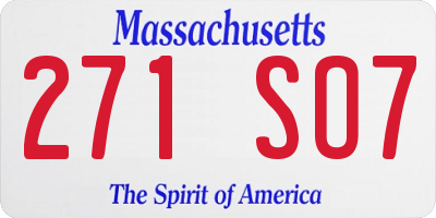 MA license plate 271SO7