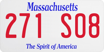 MA license plate 271SO8