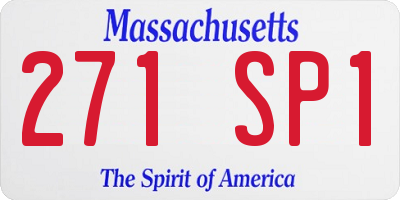 MA license plate 271SP1